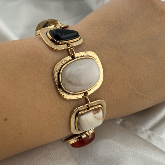 Multi Gemstone Gold and Red Stone Women's Bracelet - Picture 4 of 10